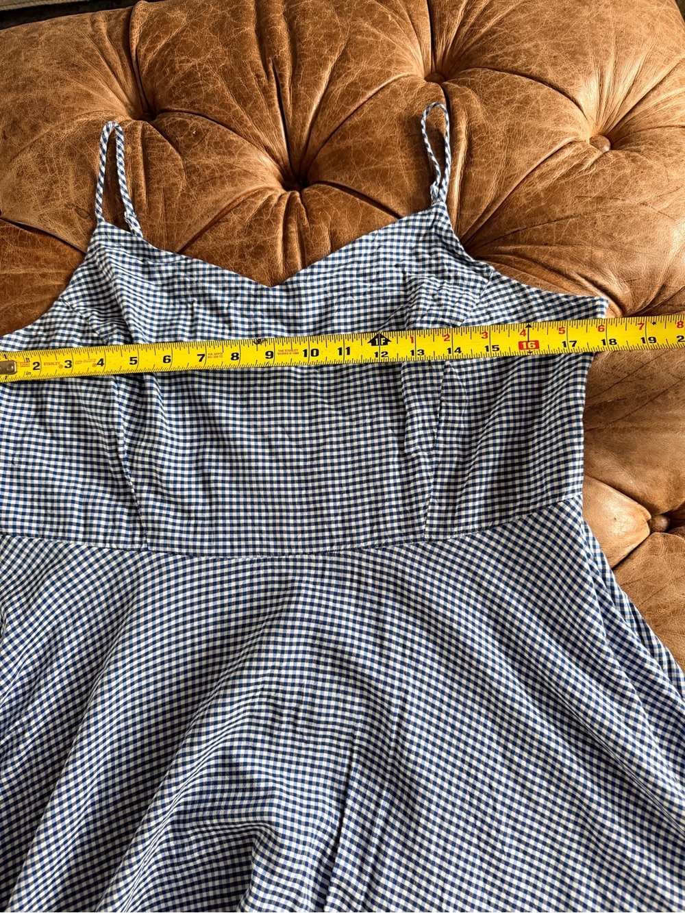 Old Navy Blue White Gingham Sundress XL Adjustable Straps Smocked Back Dress - Picture 9 of 10
